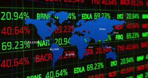 Global Stock Market Data Over World Map in Digital Display - Download Free Stock Images Pikwizard.com