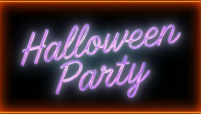 Vibrant Halloween Party Neon Sign Poster Design