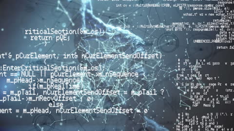 Animated Scientist Viewing Cellular Data and DNA Sequence