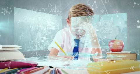 Schoolboy Learning Concepts in Digital Interface