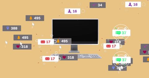 Social Media Notifications Over Computer Screen