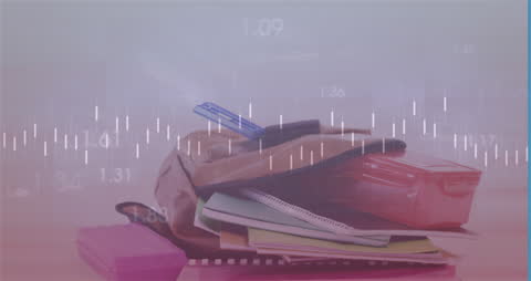 School Bag amid Digital Data Stream Educational Concept