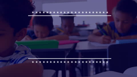 Diverse Students Focused on School Assignments in Classroom