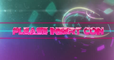 Futuristic Neon Insert Coin Graphic in Motion Tunnel