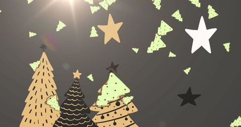 Modern abstract christmas trees festive design with stars