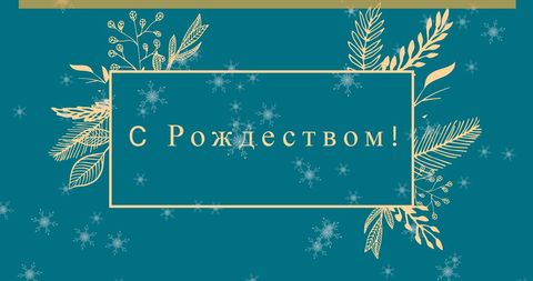 Elegant Christmas Greeting Card with Snowfall and Floral Design