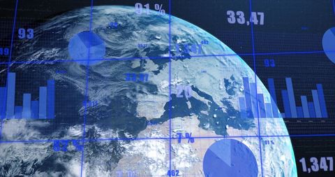Digital Data Processing Over Globe on Black Background - Download Free Stock Images Pikwizard.com