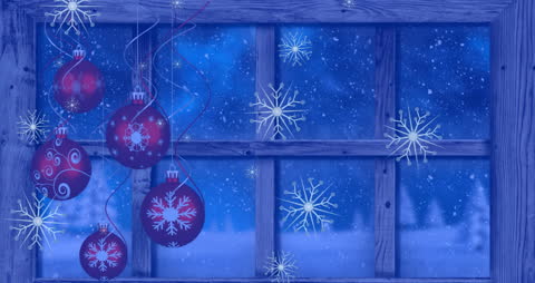 Christmas Window Snowflake Decor and Baubles