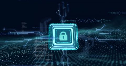 Digital Padlock Icon Signifying Cyber Security and Data Processing - Download Free Stock Images Pikwizard.com