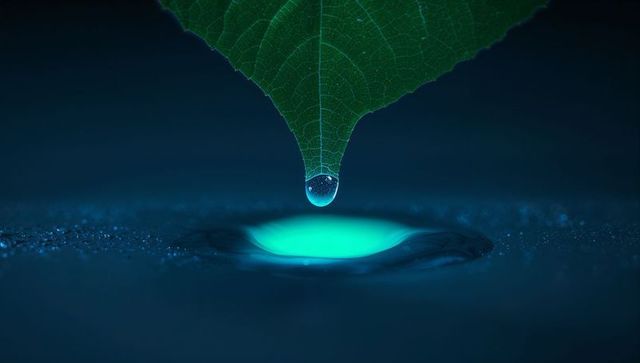 Macro Shot of Water Droplet on Leaf Creating Dramatic Reflection