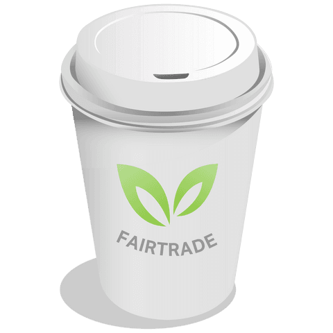 White Coffee Cup with Fair Trade Logo on Transparent Background - Download Free Stock Videos Pikwizard.com