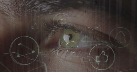 Eye Overlaid with Digital Network Icons Representing Connectivity - Download Free Stock Images Pikwizard.com