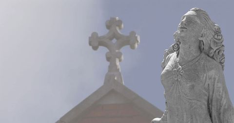 Stone Statue Under Clear Sky with Cross Background - Download Free Stock Images Pikwizard.com