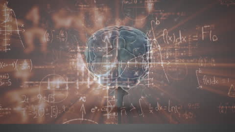 Artificial Intelligence Concept with Mathematical Formulas and Brain