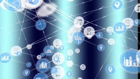 Abstract Digital Network with Connecting Icons