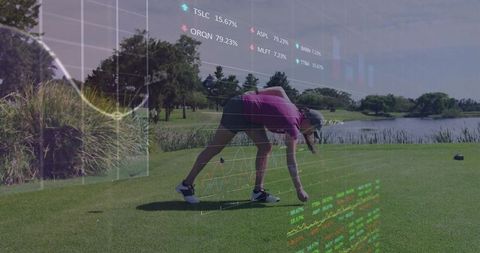 Golfer on Green with Interactive Stock Charts Overlayed