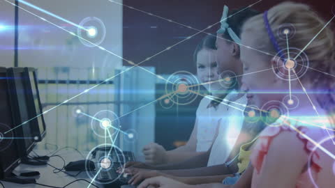 Girls Engaged in Technology Learning at School