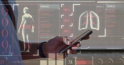 Healthcare Technology Concept: Doctor Using Smartphone for Data Management