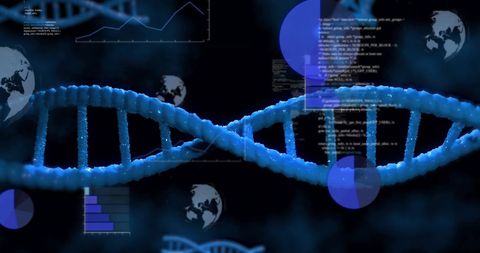 Digital Data Overlay with DNA Strand for Biotech Concepts - Download Free Stock Images Pikwizard.com