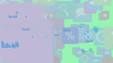 Colorful Digital Icons on Vibrant Background Visualizing Connectivity