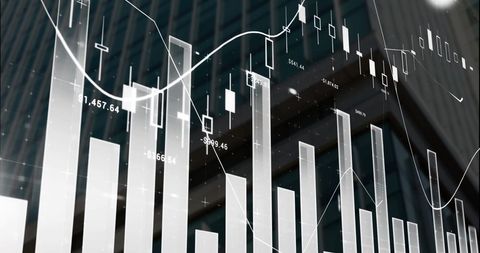 Abstract Finance Data Overlays with White Bar Graphs - Download Free Stock Images Pikwizard.com