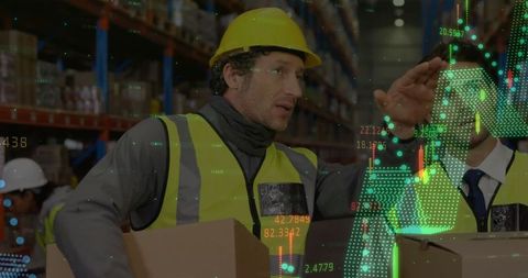 warehouse workers managing inventories with technology interface - Download Free Stock Images Pikwizard.com