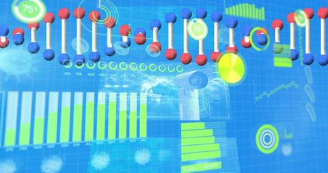 3d dna helix and data infographics in digital interface - Download Free Stock Images Pikwizard.com