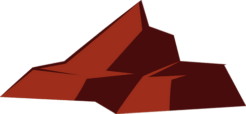 Geometric Red Rock Sculpture Art on Transparent Background
