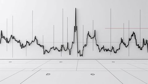 Abstract black waveform sculpture on white exhibition wall, seismograph concept