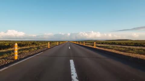 Camera Rolling Forward on Rural Two-Lane Highway Toward Horizon | Driving Perspective