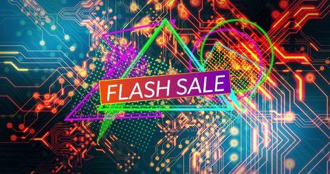 Vibrant Flash Sale Banner with Abstract Digital Background - Download Free Stock Images Pikwizard.com