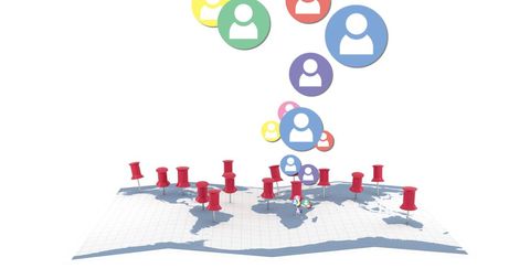 Global Network Connections with Social Media Icons