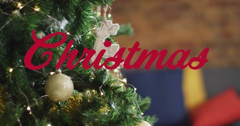 Festive Christmas Tree with Lights and Ornaments