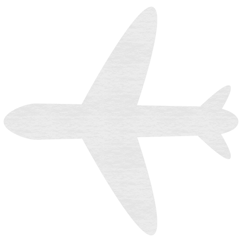 Minimalist airplane symbol on transparent background