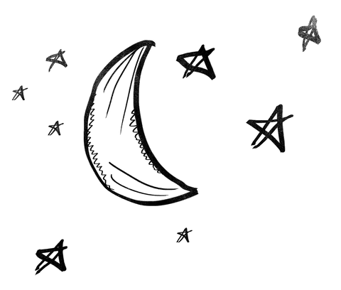 Transparent moon and stars illustration for night-themed designs