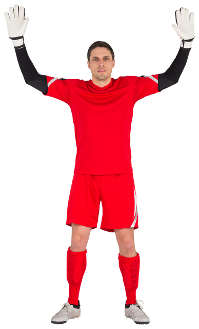 Transparent Professional Soccer Goalkeeper Posing in Red Kit - Download Free Stock Videos Pikwizard.com