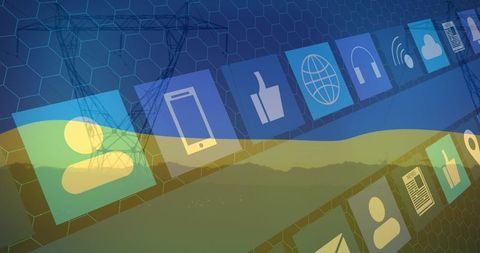 Social Media and Communication Icons Over Ukraine Flag - Download Free Stock Images Pikwizard.com