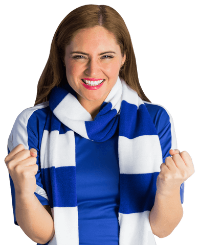 Enthusiastic Female Football Supporter Celebrating Victory Transparently - Download Free Stock Videos Pikwizard.com