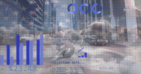 Statistics and Data Processing Over US Flag in Urban Setting - Download Free Stock Images Pikwizard.com