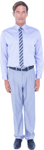 Transparent businessman standing formal pose full length