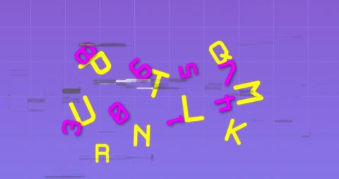 Abstract Letters and Numbers Glitch on Violet Background - Download Free Stock Images Pikwizard.com