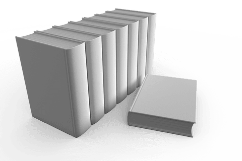 Line of blank textbooks on transparent background in png format