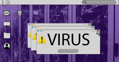 Cybersecurity Threat with Virus Alert in Server Room - Download Free Stock Images Pikwizard.com