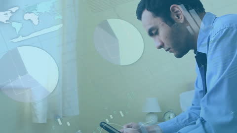 Businessman Analyzing Data with Digital Graphics