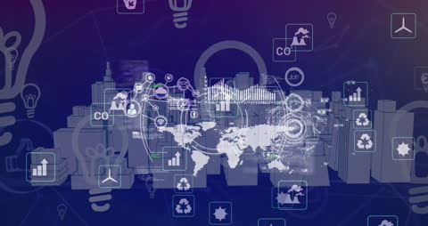 Digital Cloud and Technology Icons on Connection Network