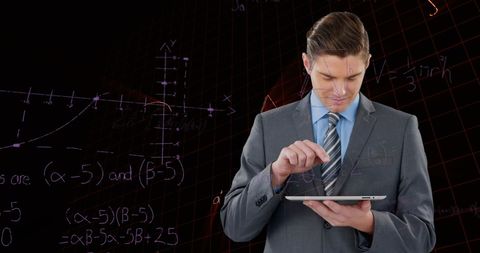 Business Professional Analyzing Digital Mathematical Data