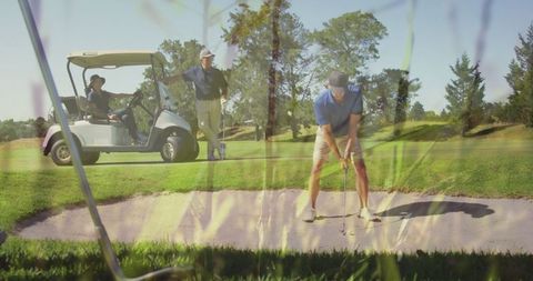Senior Couple Enjoying Golf with Nature Background