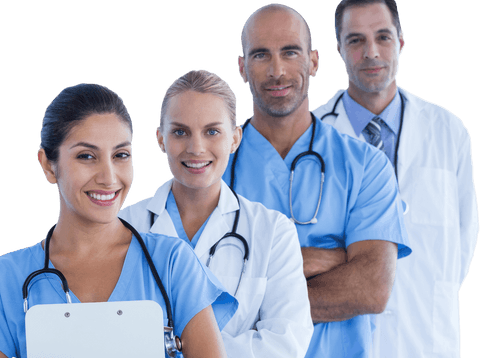 Transparent Team of Confident Medical Professionals for Healthcare Visuals