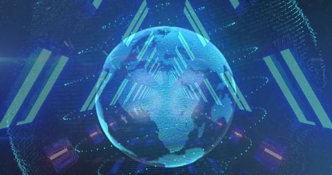 Glowing Digital Globe Surrounded by Data Streams - Download Free Stock Images Pikwizard.com