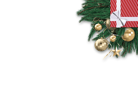 Transparent Festive Wreath with Gift and Golden Baubles